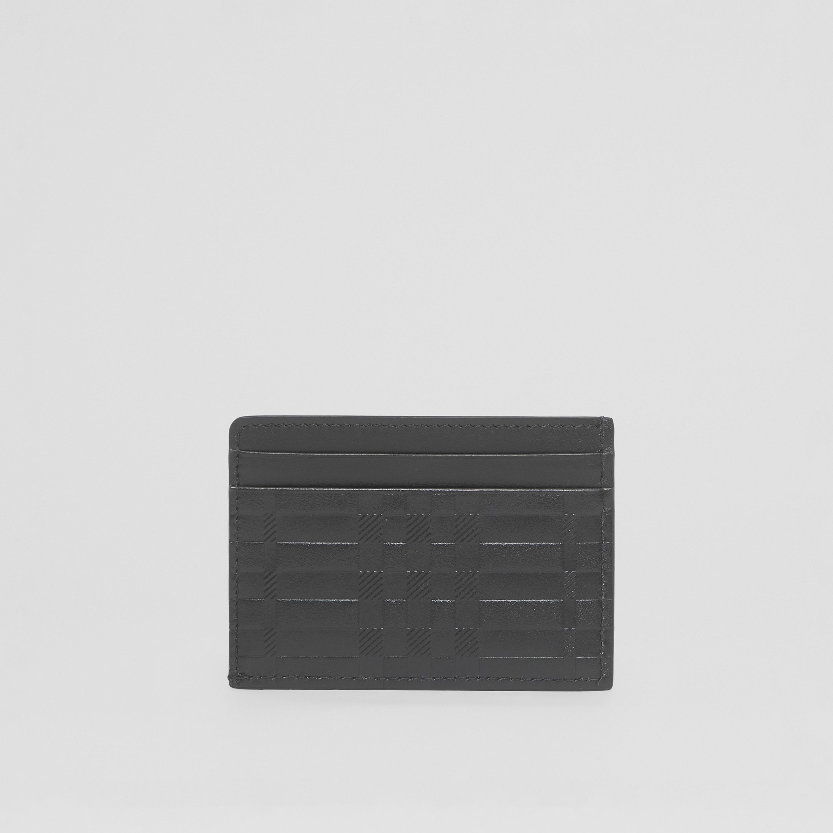 Burberry Embossed-check Card Holder In Black