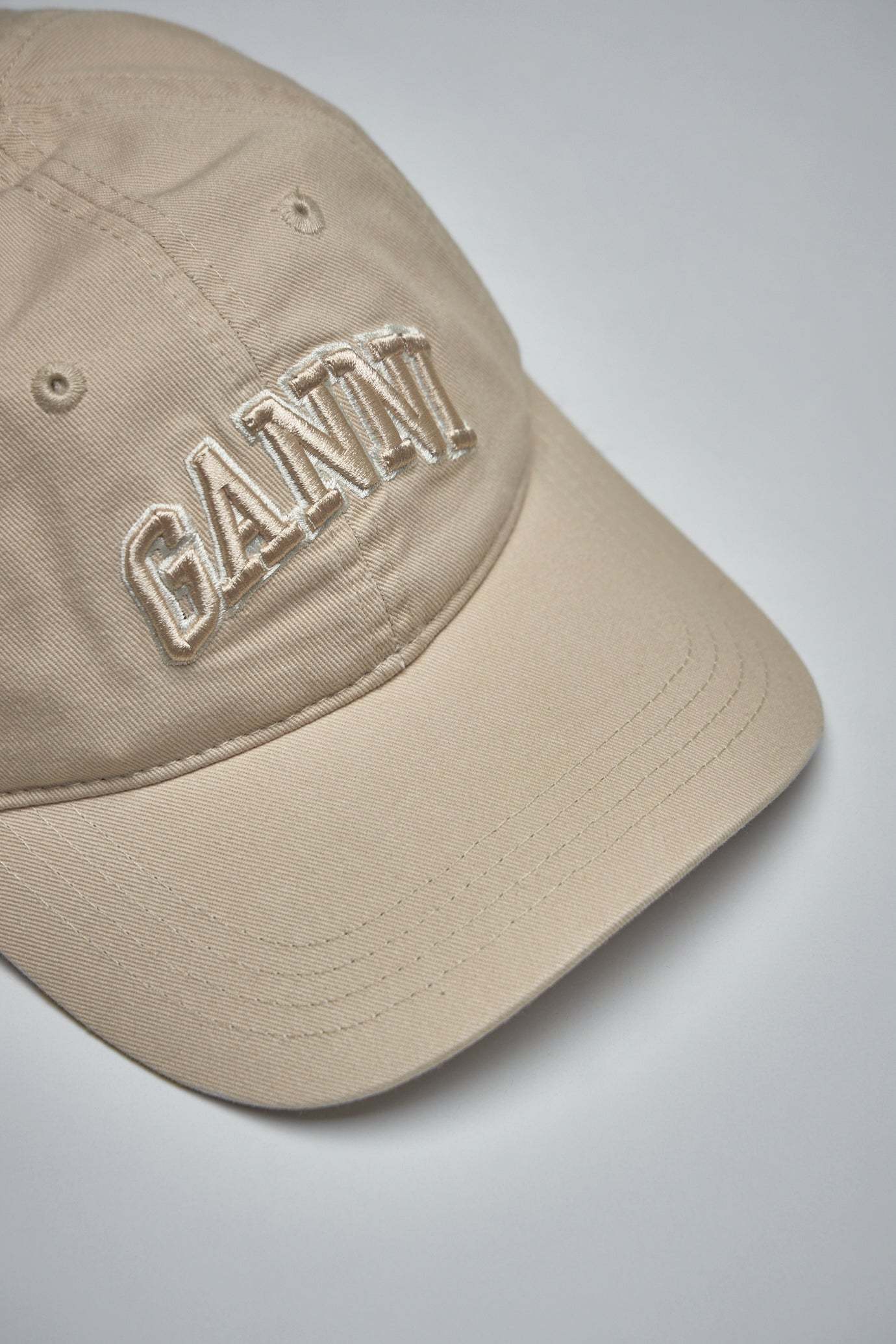 Shop Ganni Off-white Canvas Cap