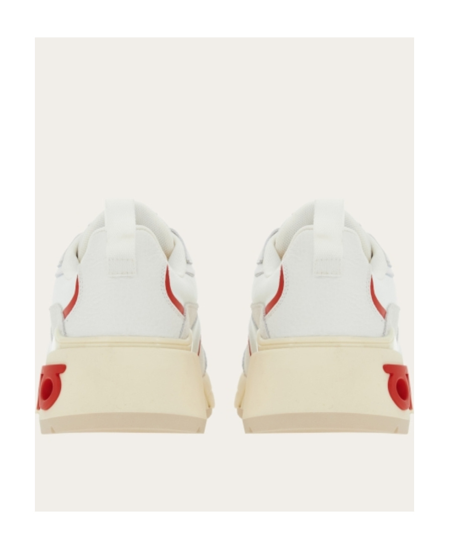 Ferragamo White Nappa Leather And Suede Cosimina Sneakers In White