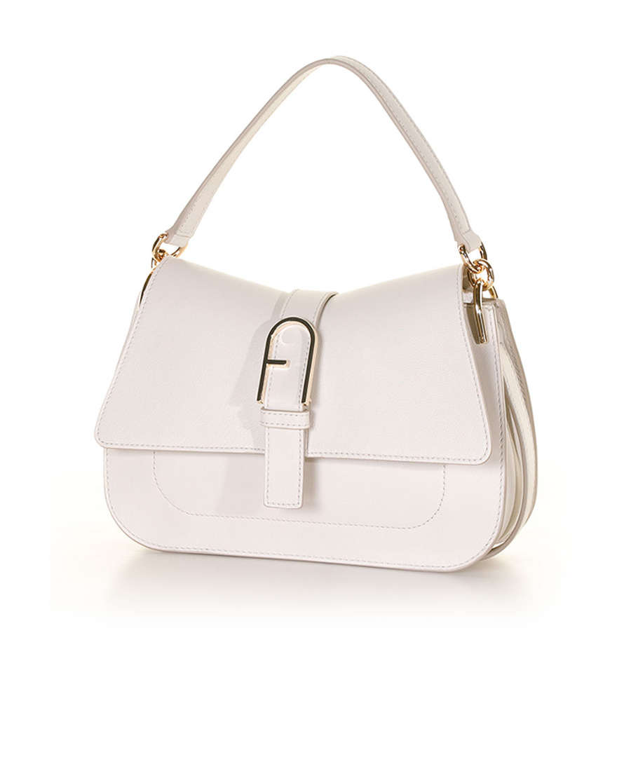 Furla Logo-buckle Leather Shoulder Bag In White