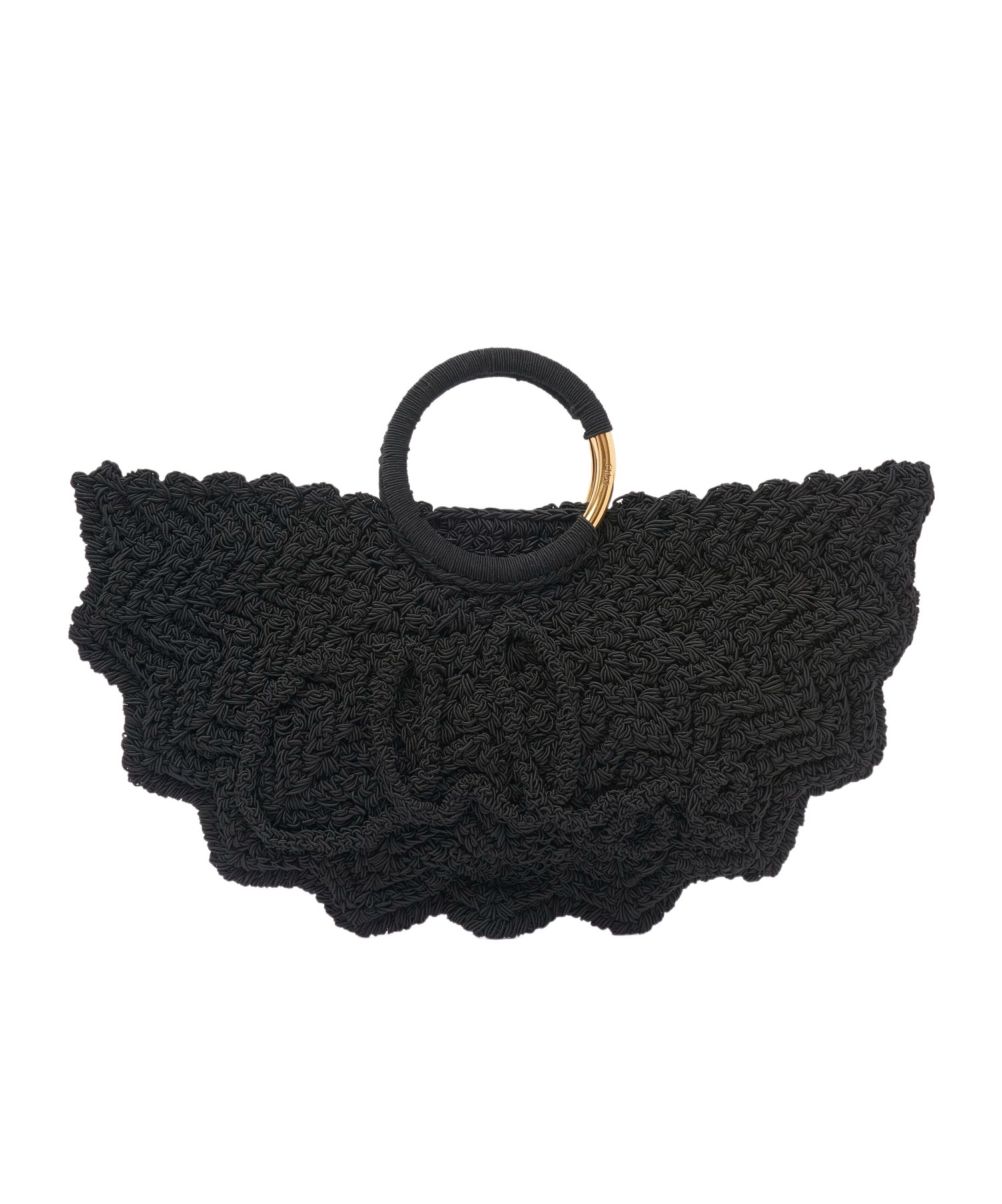 Chloé Womens Bracelet Paravent Small Crochet Shoulder Bag Black In Black