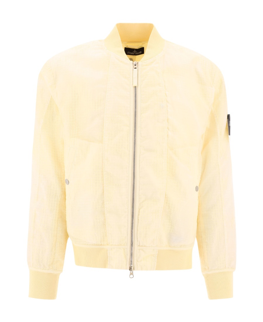 Stone Island Mesh-panel Bomber Jacket In Yellow