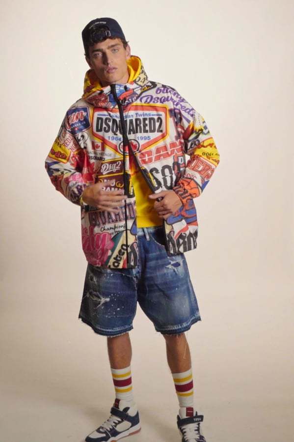 Dsquared2 Graphic-print Hooded Jacket In Multicolor