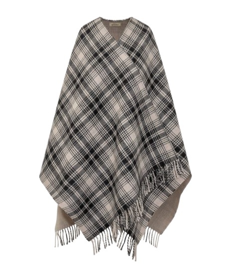 Shop Woolrich Plaid-check Cape In Gray