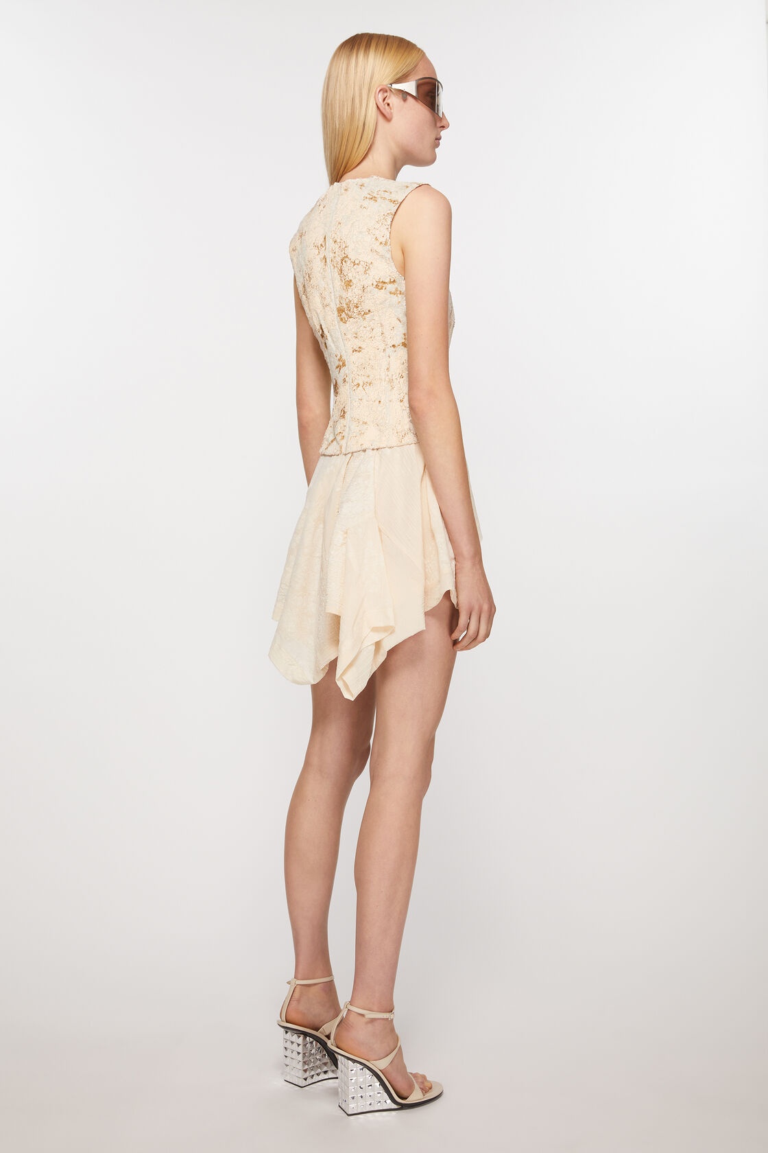 Acne Studios Printed Cotton-blend Minidress In Nude