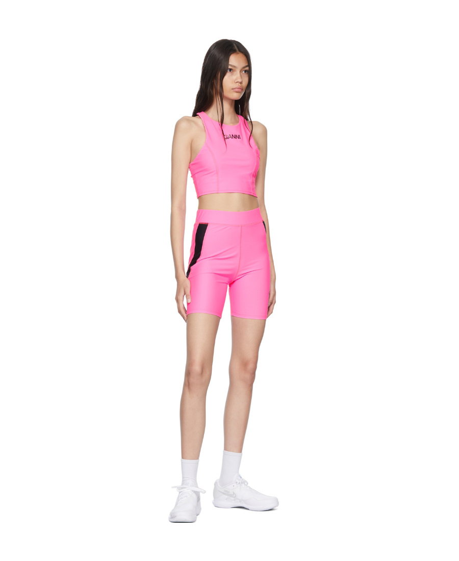 Ganni Logo Sports Vest In Pink