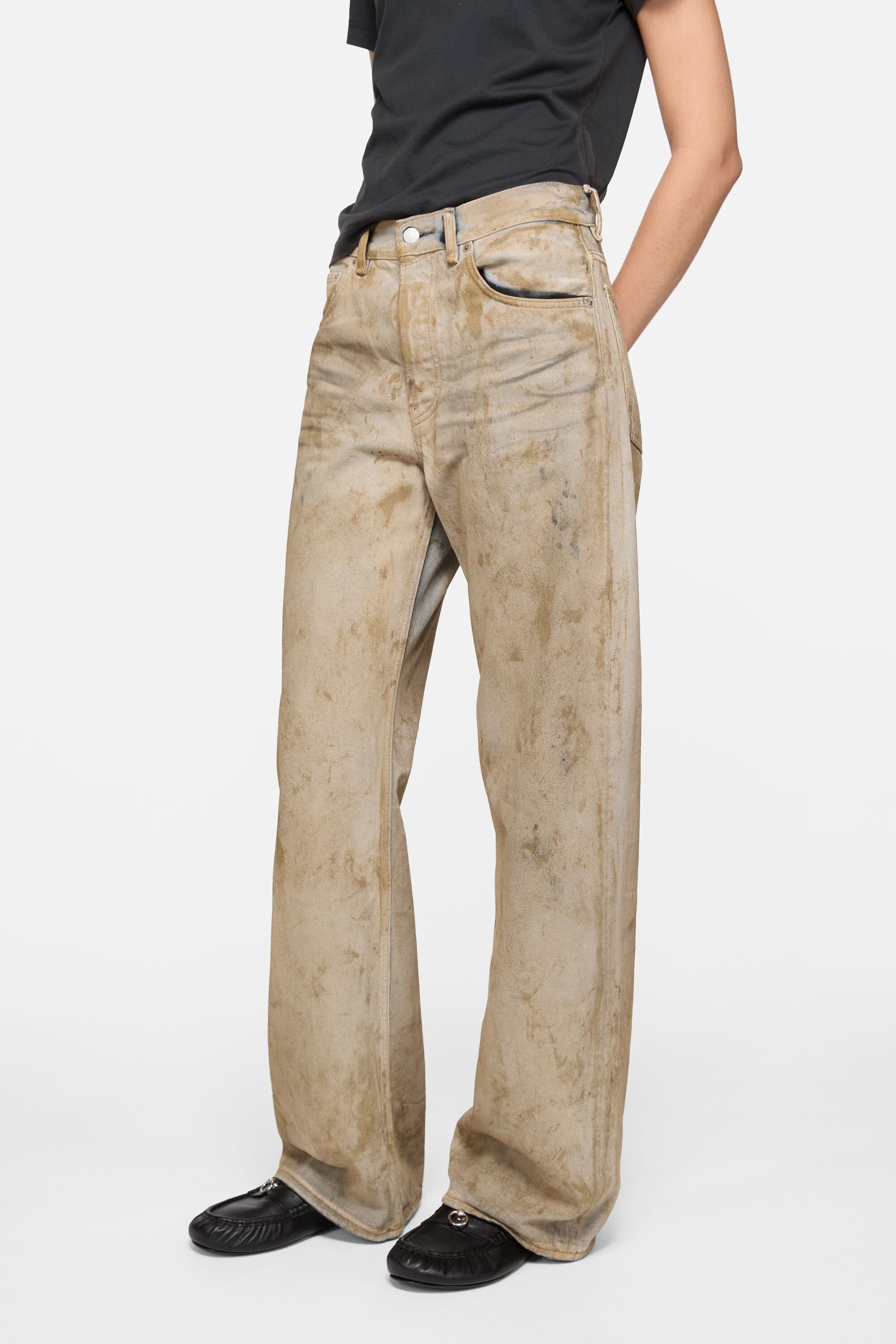 Acne Studios Belt Loop Jeans In Neutral