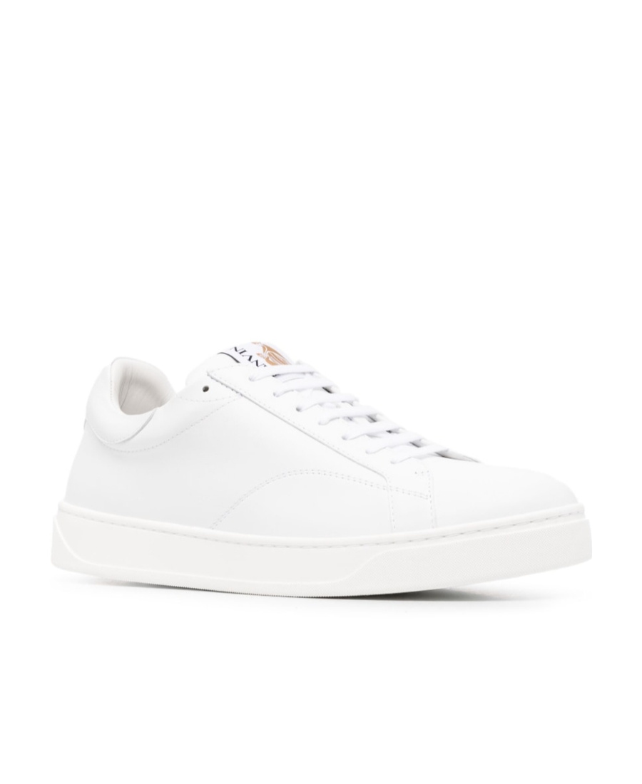 Lanvin Leather Low Top Sneakers With Contrasting Heel Counter In White