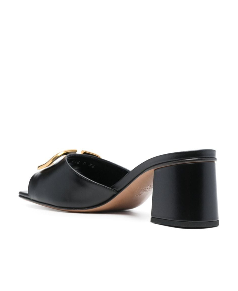 Valentino Black Vlogo Signature Slide Heeled Sandals In Multi