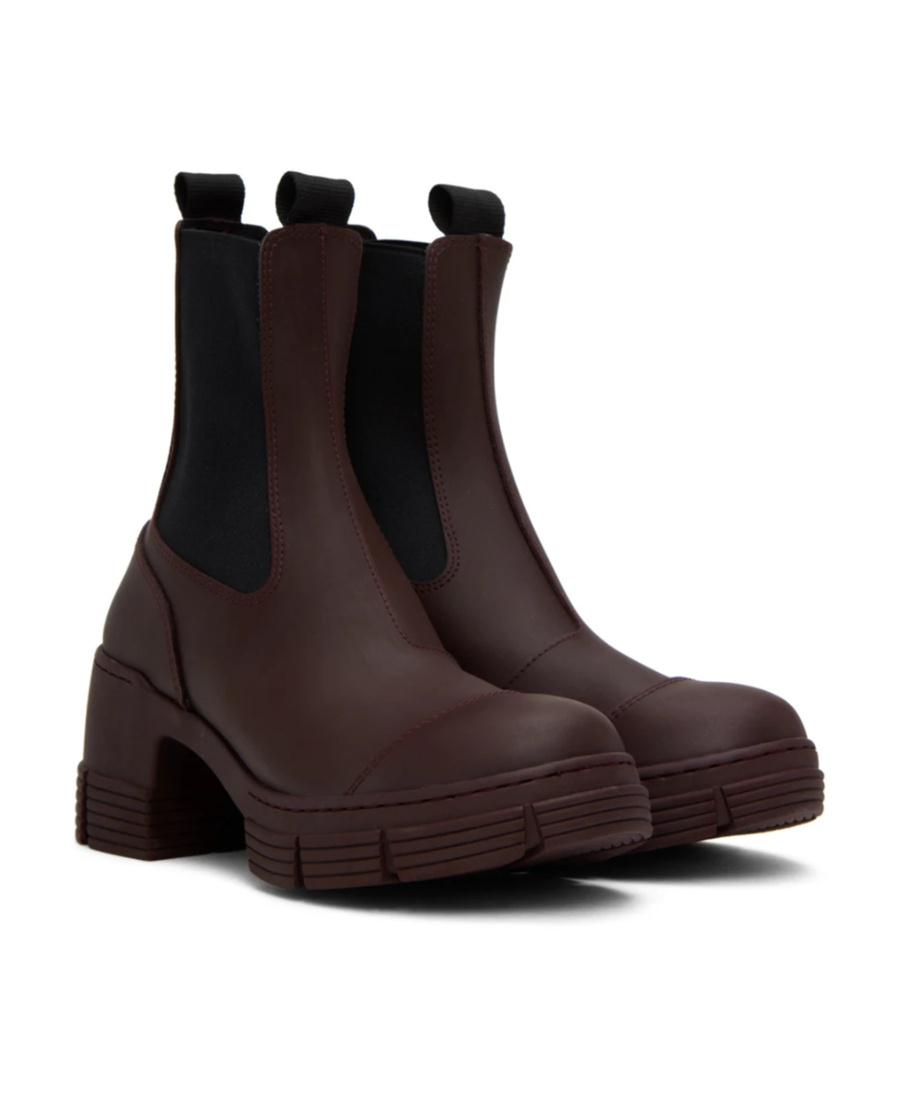Ganni Woman Ankle Boots Burgundy Size 7 Rubber In Black
