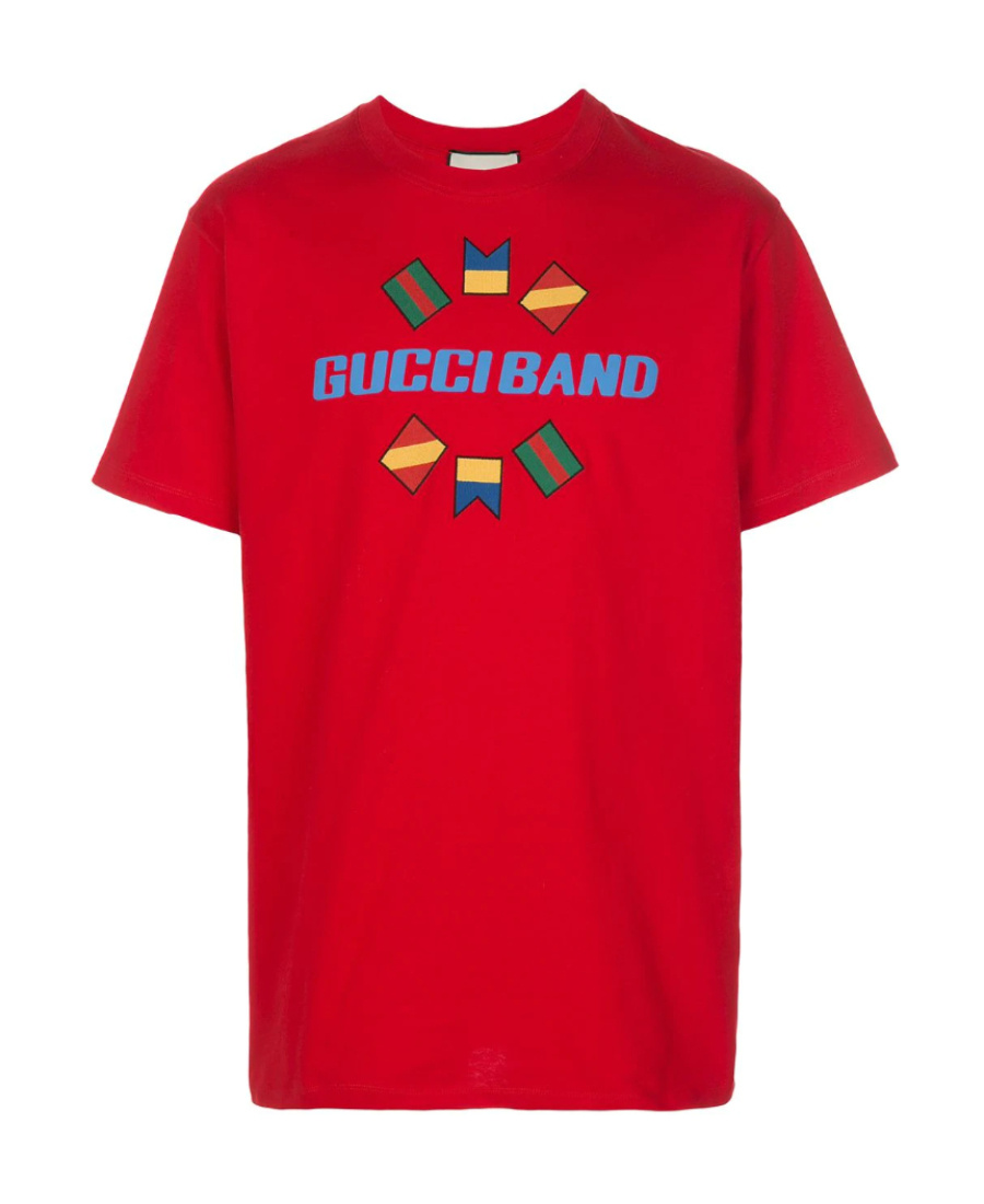 Gucci Band Embroidered Large Logo Short Sleeve Red