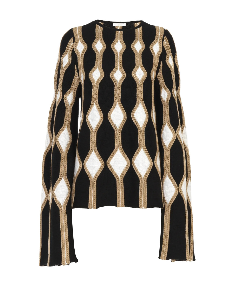 Chloé Embroidered Wool Blend Cardigan In Black