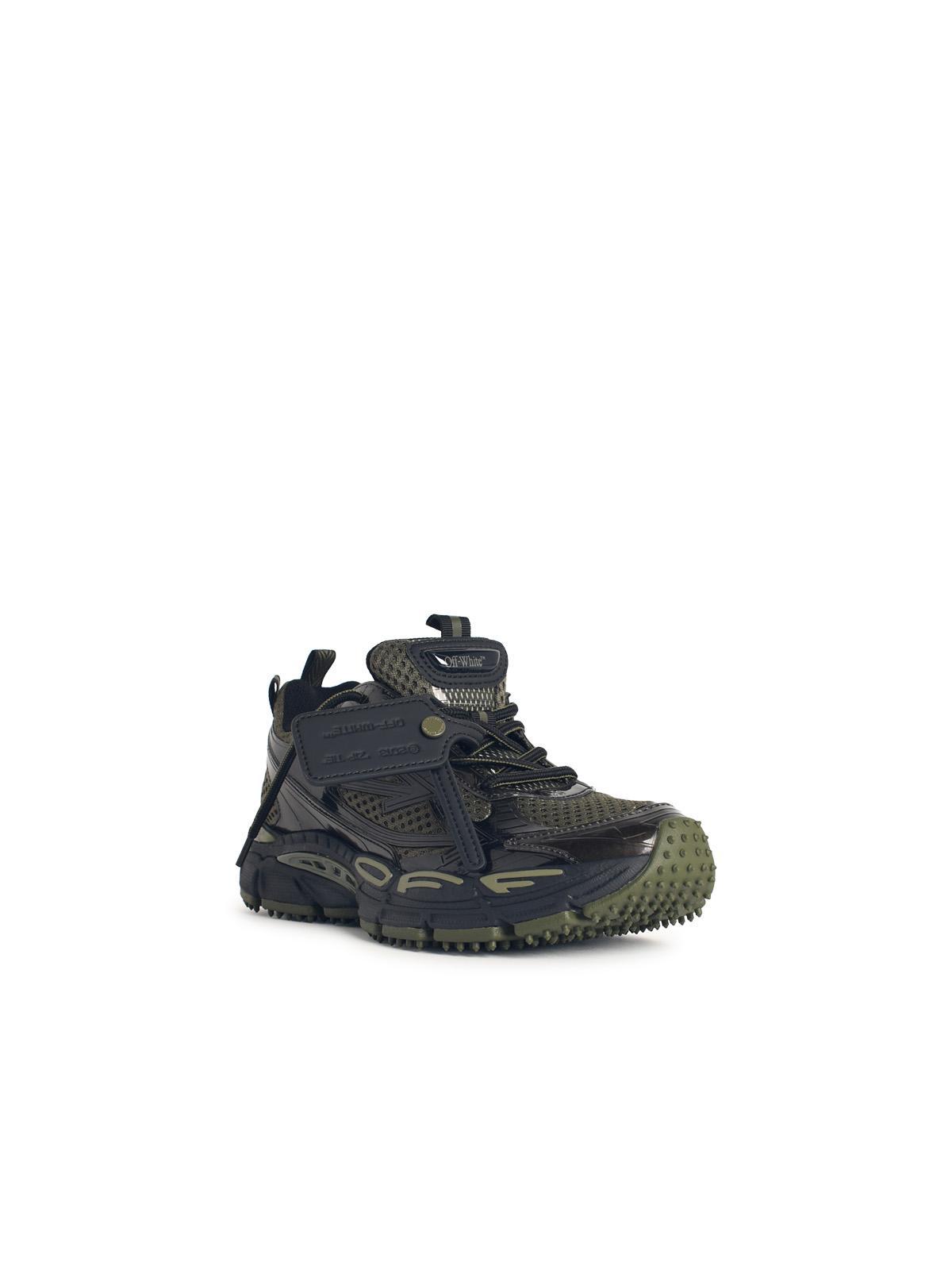 Off-white Technical Fabric Sneakers Featuring Mesh Panels In Green