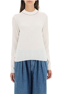 Maison Margiela Wool Sweater With Inside-out Seams In White