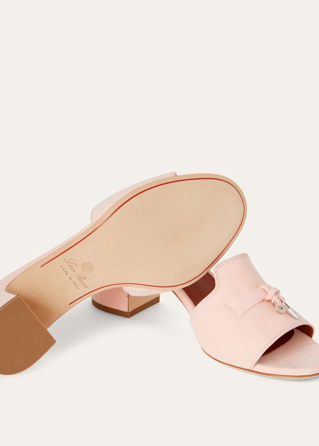Loro Piana Summer Charms Suede Mules In Nude
