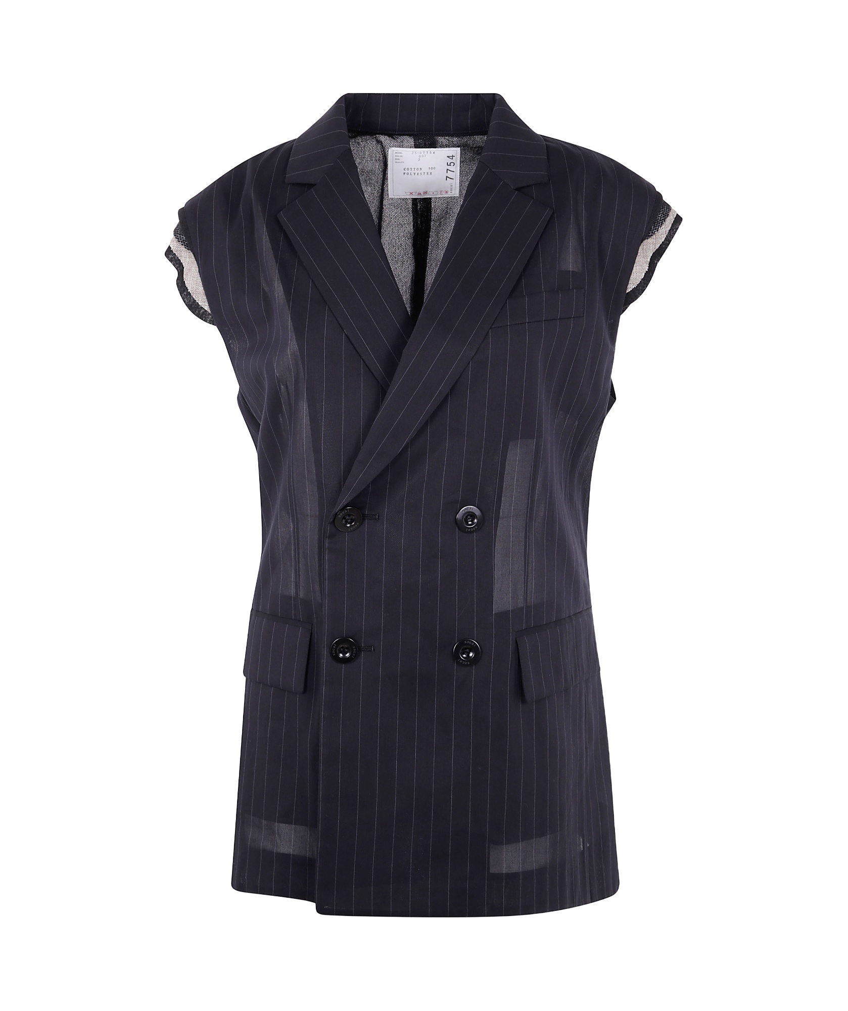 Sacai Pinstriped Waistcoat In Black