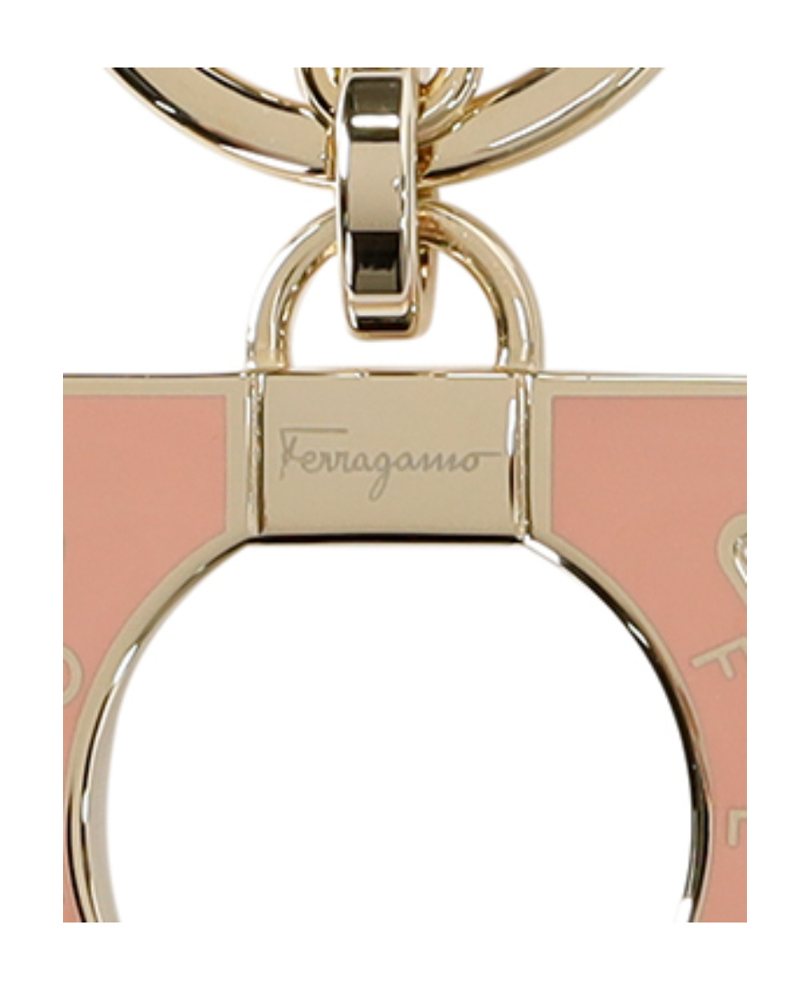 Ferragamo Logo Metal Ring Key Chain In Nude