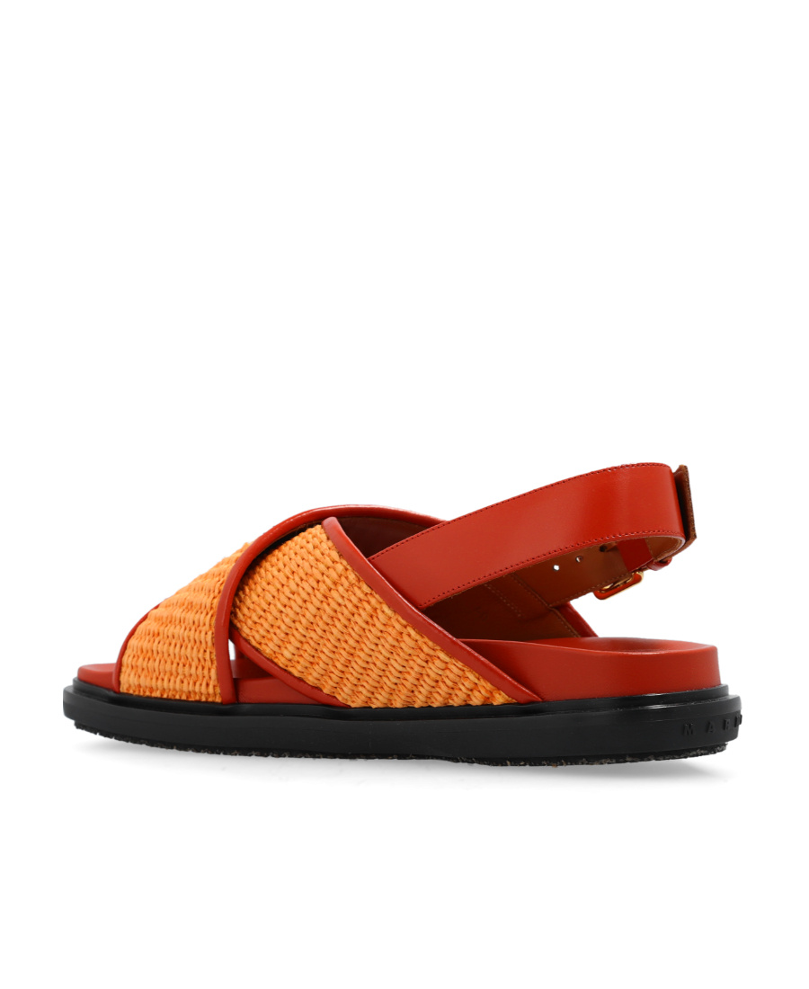 Marni Fussbett Raffia Crisscross Slingback Sandals In Red