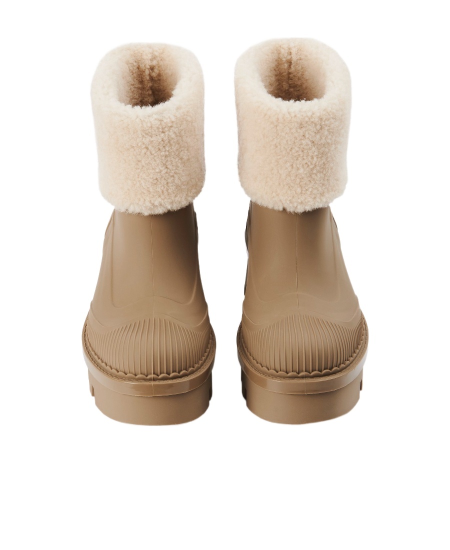 Chloé Bottines Raina Femme Brun Taille 35 100% Polyuréthane Thermoplastique, Ovis Aries Aries Fur, Farmed, In Nude