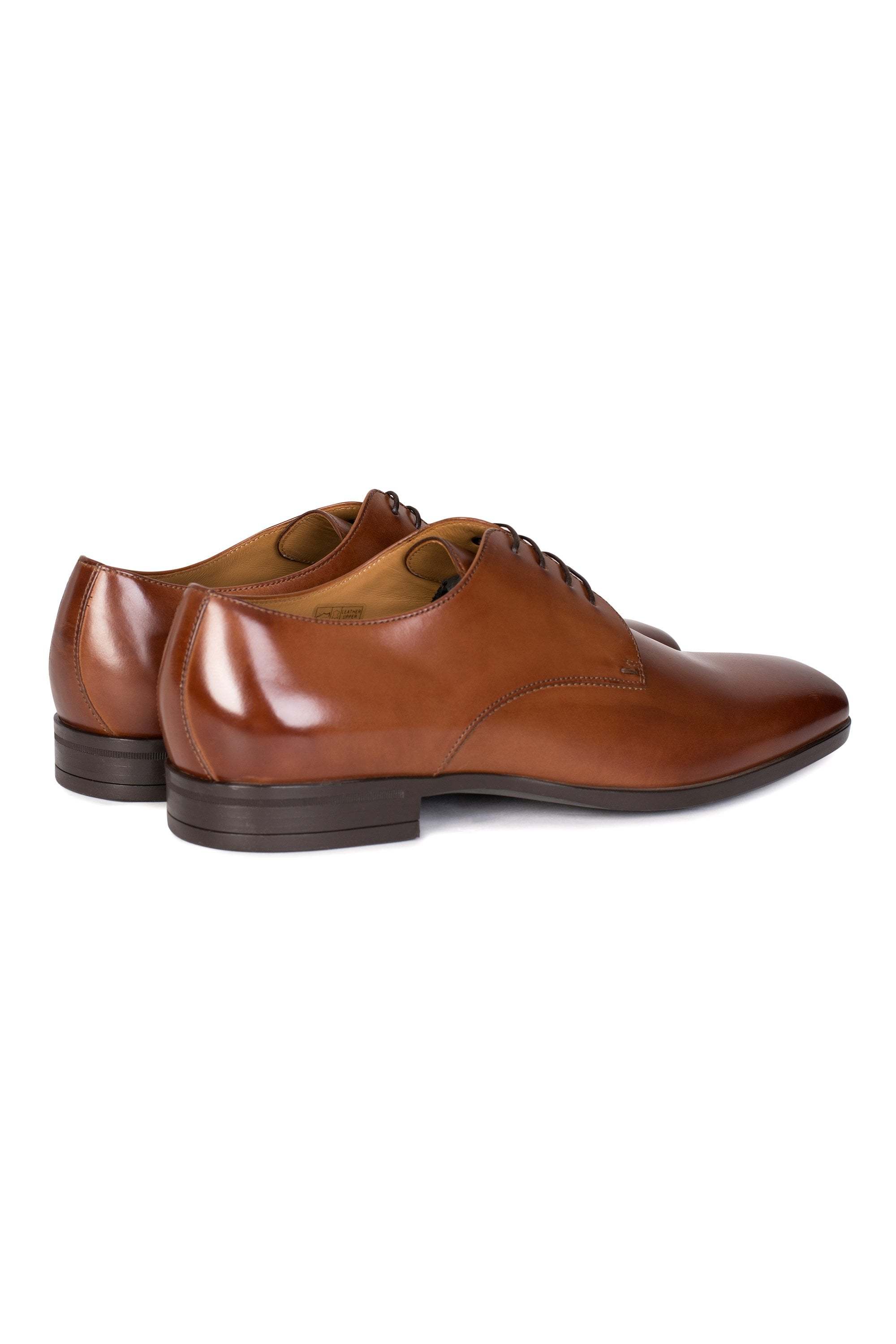 Hugo Boss Leather Derby Shoes With Rubber Sole In Brown