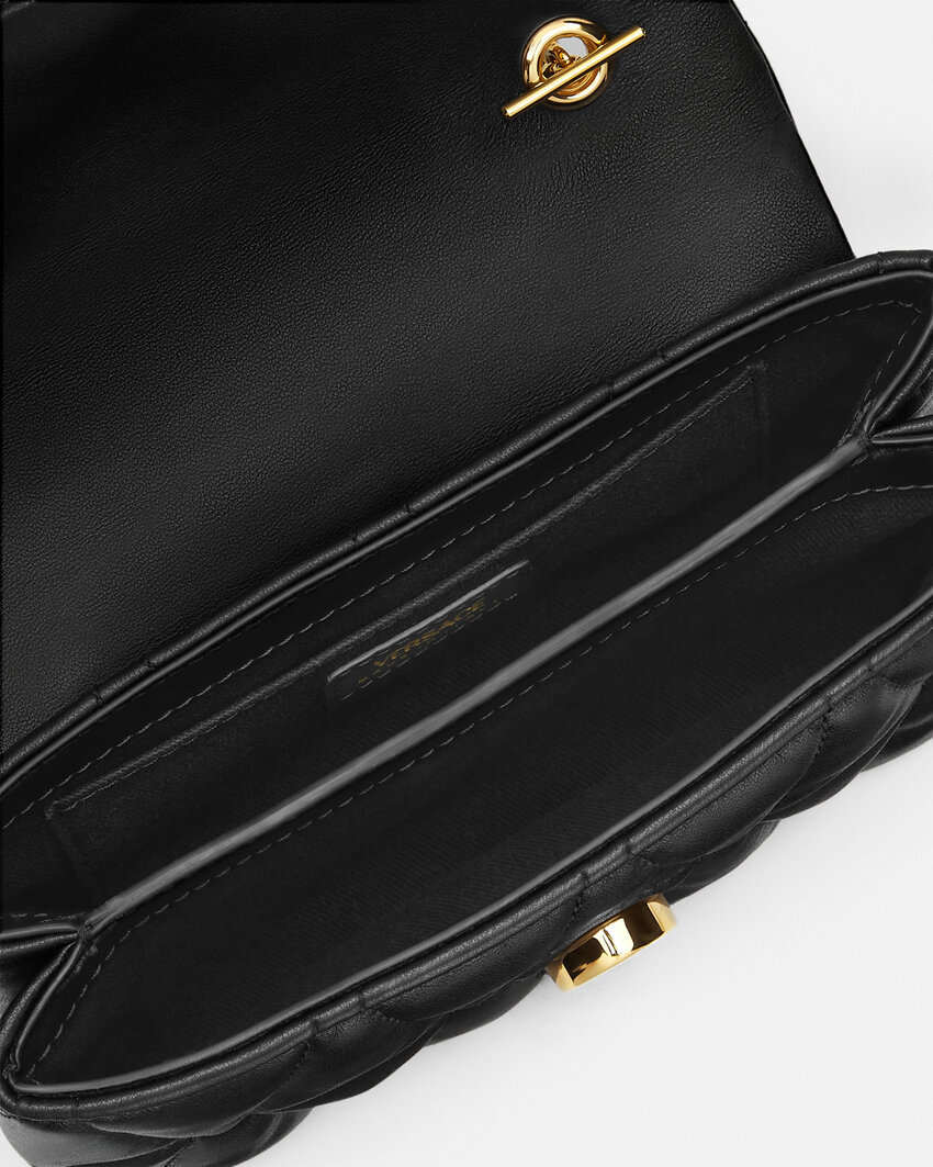 Versace Mini Quilted Kleio Leather Crossbody Bag In Black