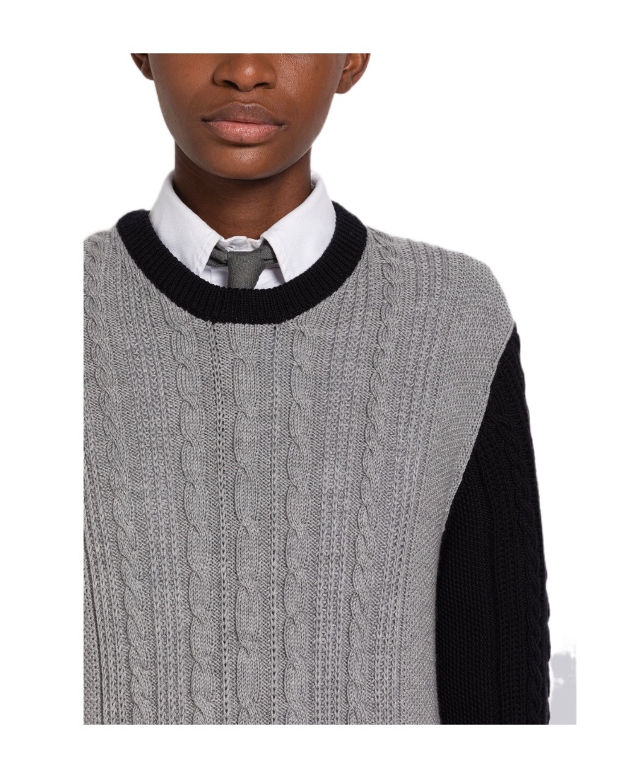 Thom Browne Patchwork Merino Jumper In Gray