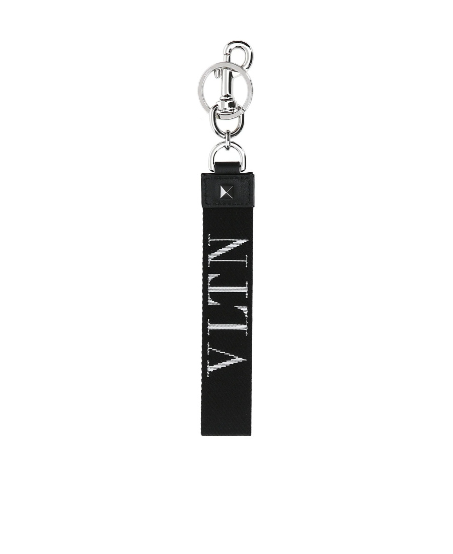 Valentino Logo-print Keyring In Black