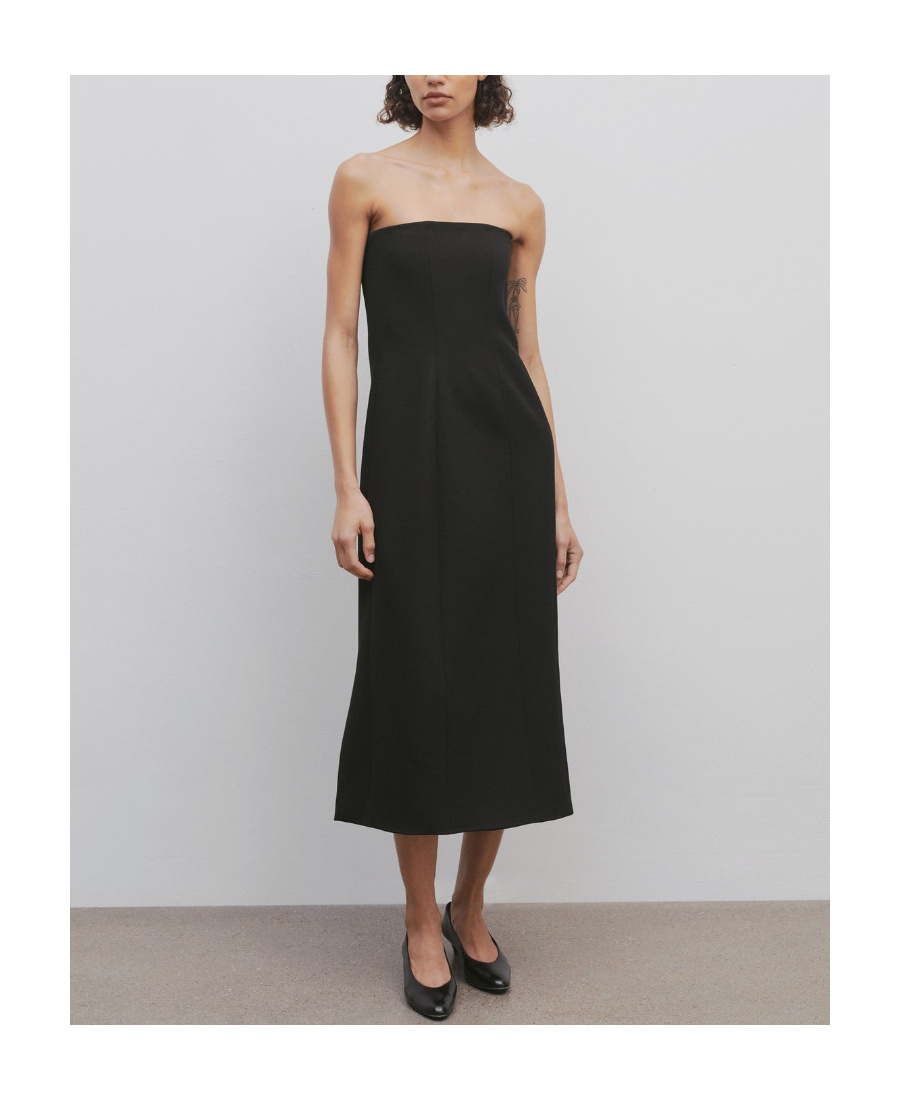 The Row Strapless Midi Dress In Black