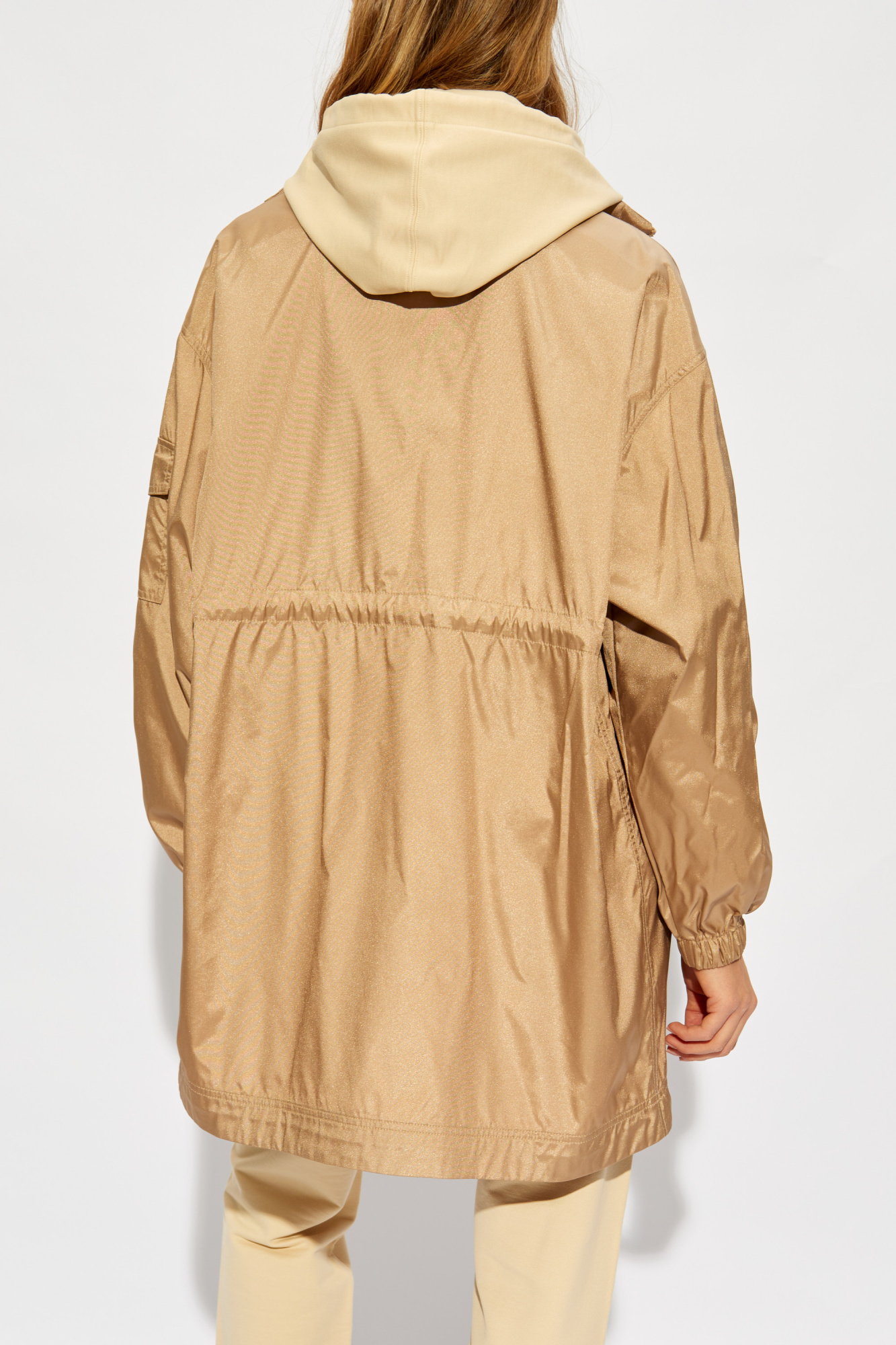 Shop Moncler Lightweight Drawstring Parka In Nude