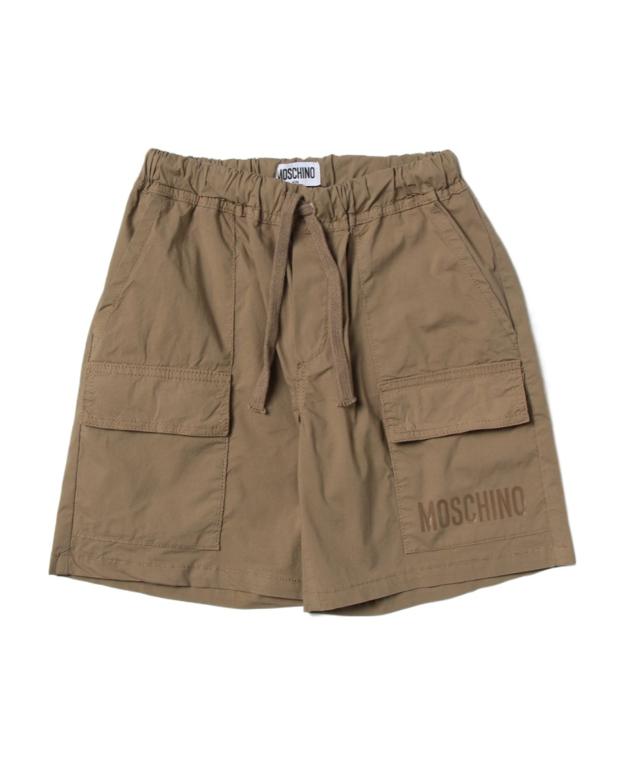 Moschino Logo-print Cotton Shorts In Brown