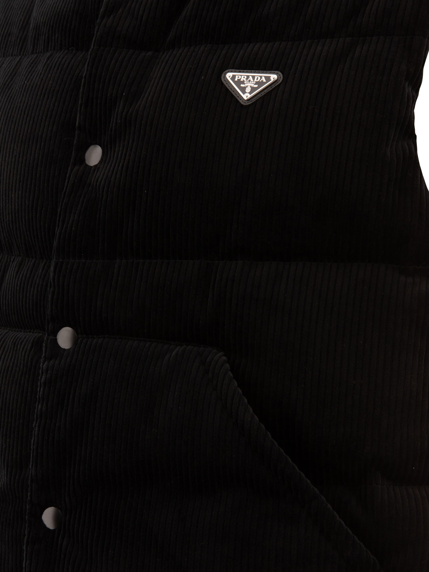 Prada Corduroy Down Vest In Black