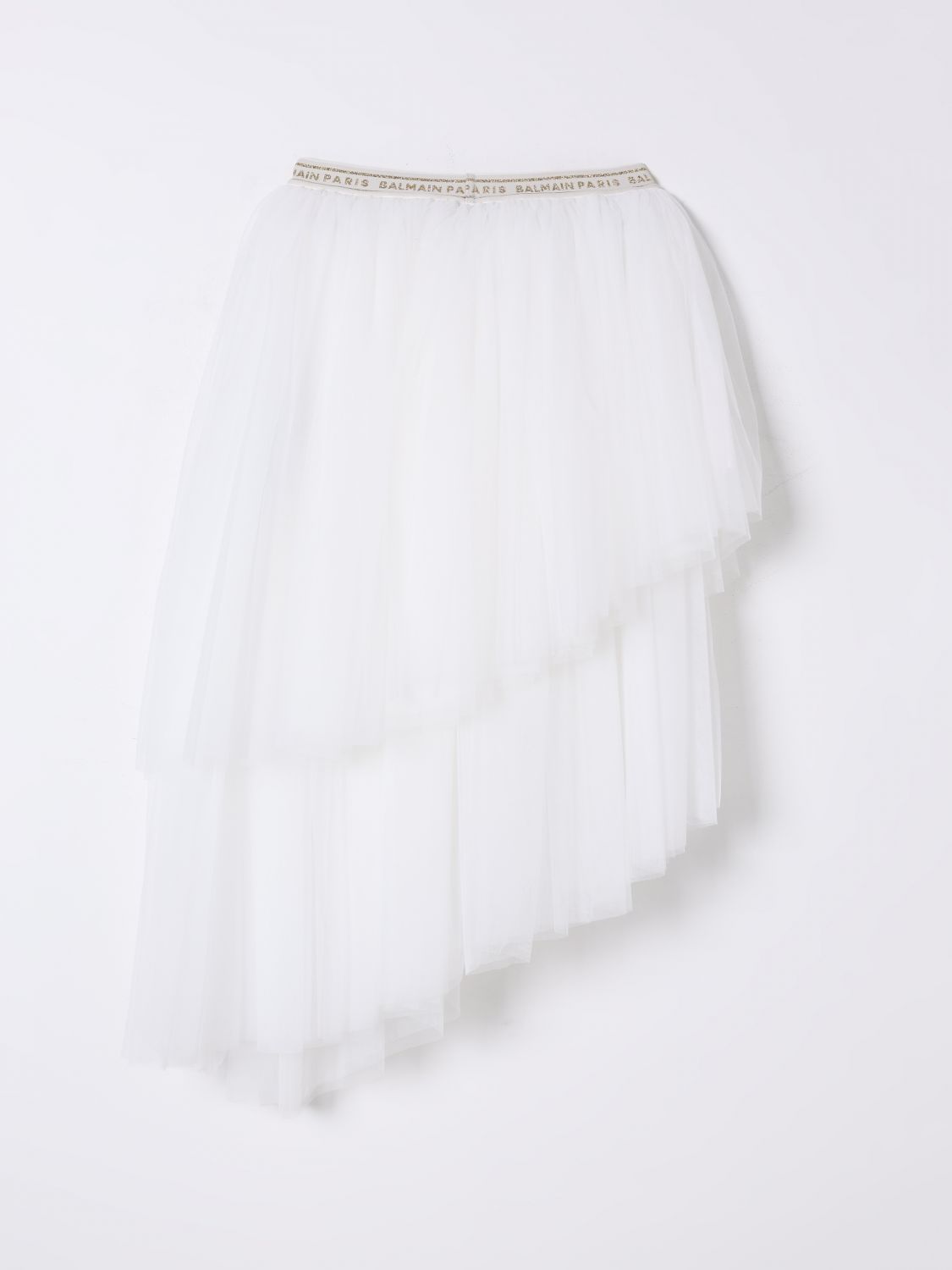 Balmain Asymmetric Midi Skirt In White