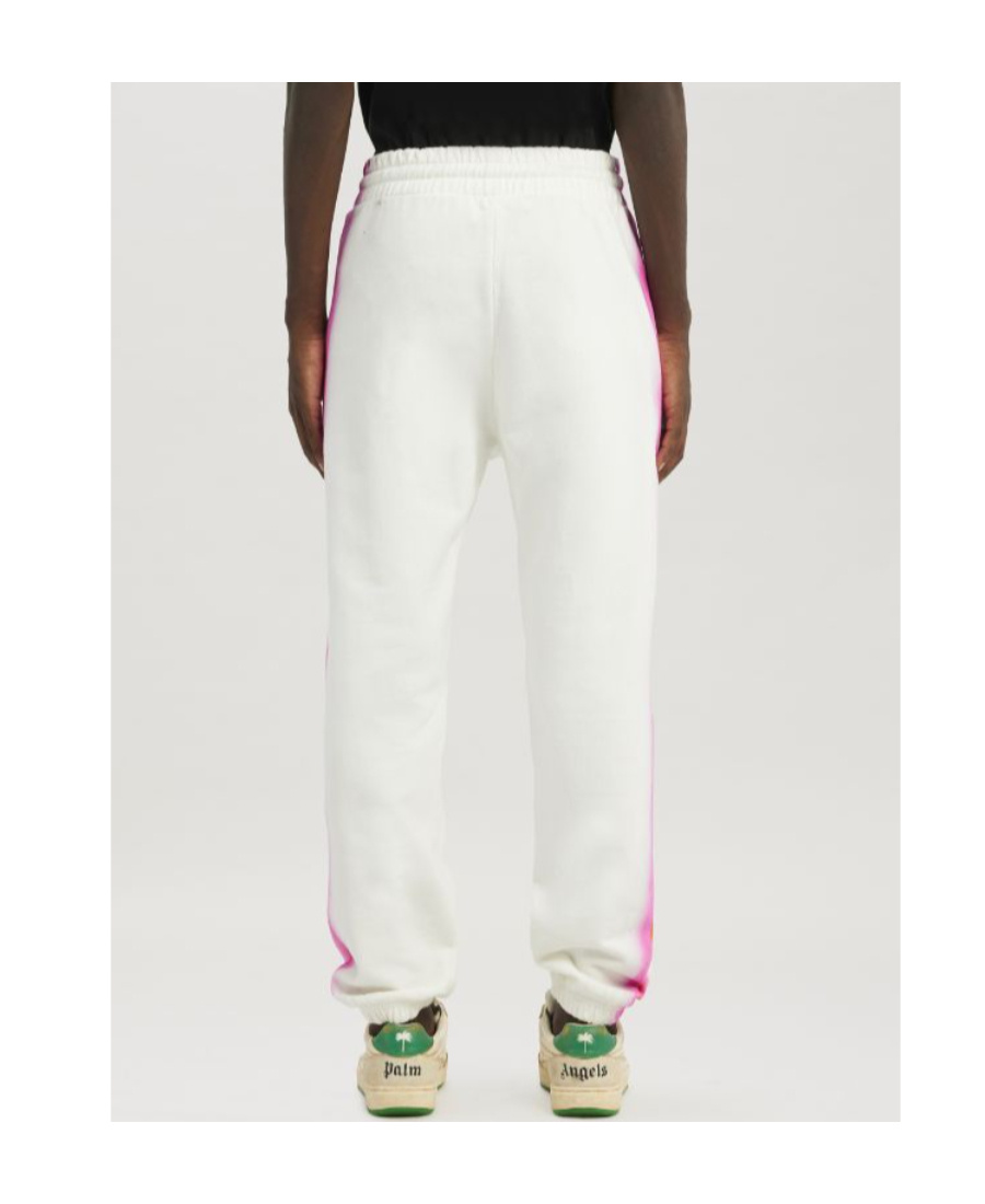 Palm Angels Sprayed Palm Cotton Track Pants In White