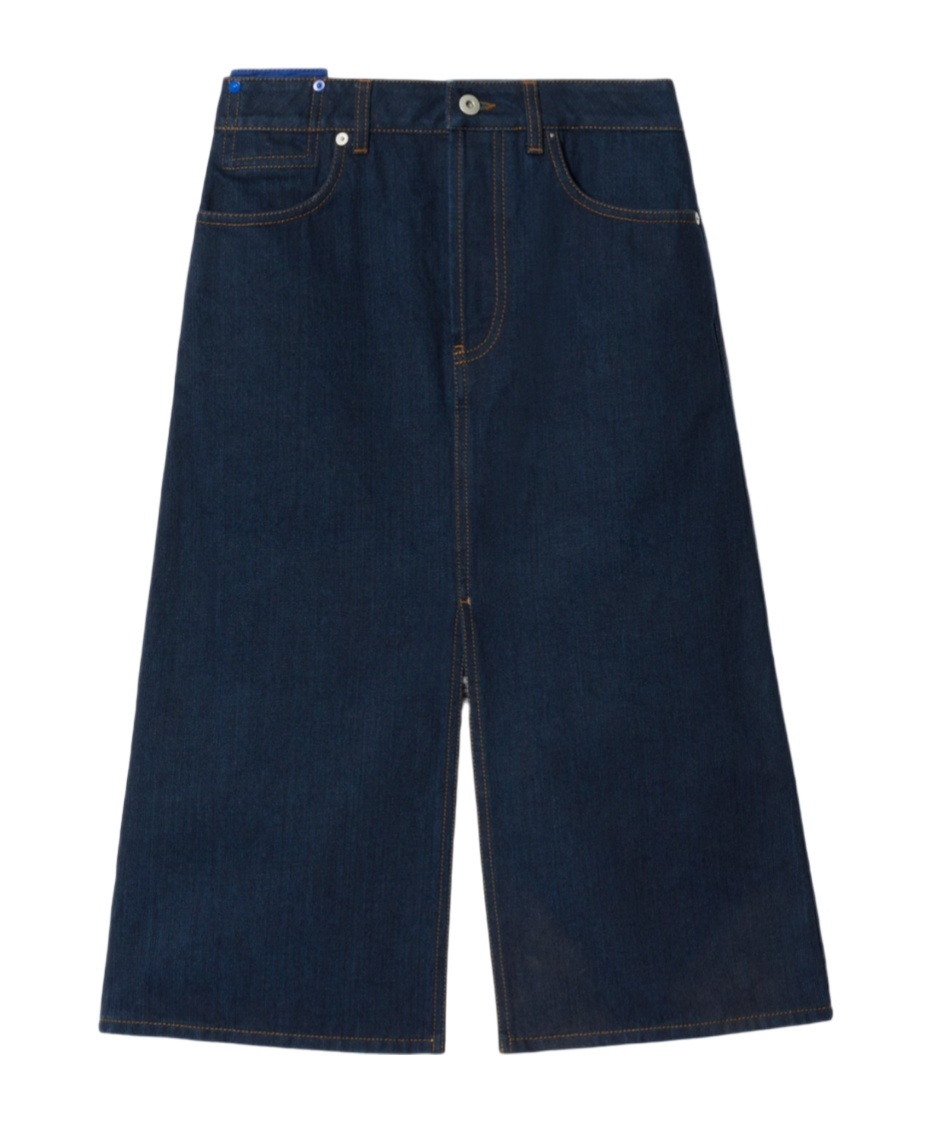 Shop Burberry Denim Skirt In Black
