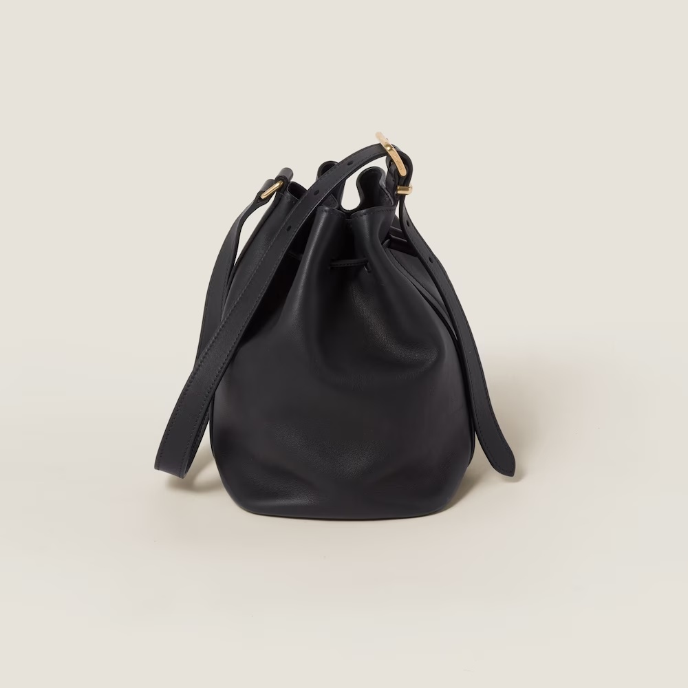 Miu Miu Leather Bucket Bag In Black