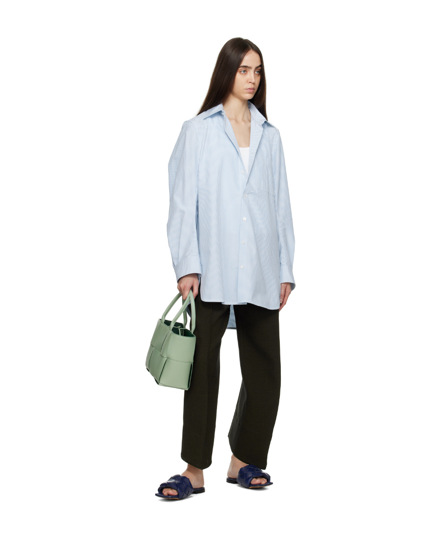 Bottega Veneta Lido Intrecciato Leather Slides In Blue