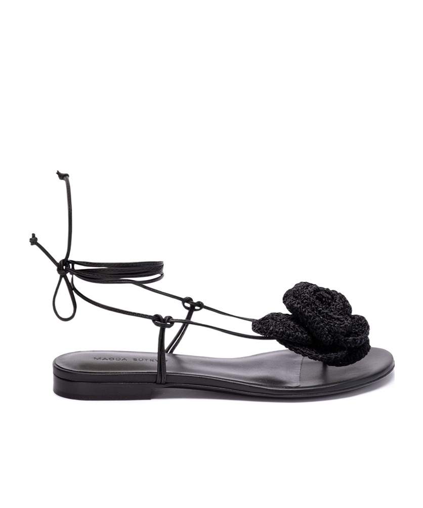 Shop Magda Butrym Crochet-floral-appliqué Sandals In Black