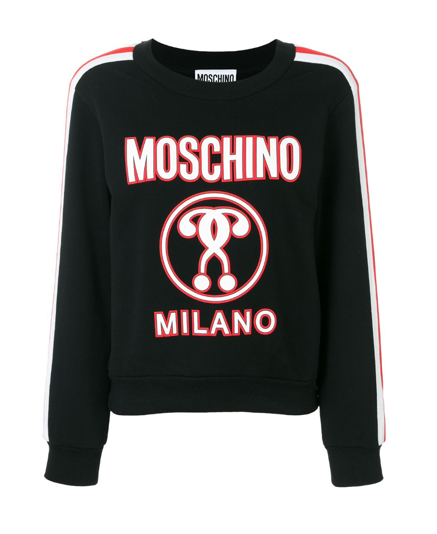 Moschino Logo Question Mark Printed Hoodie In Black