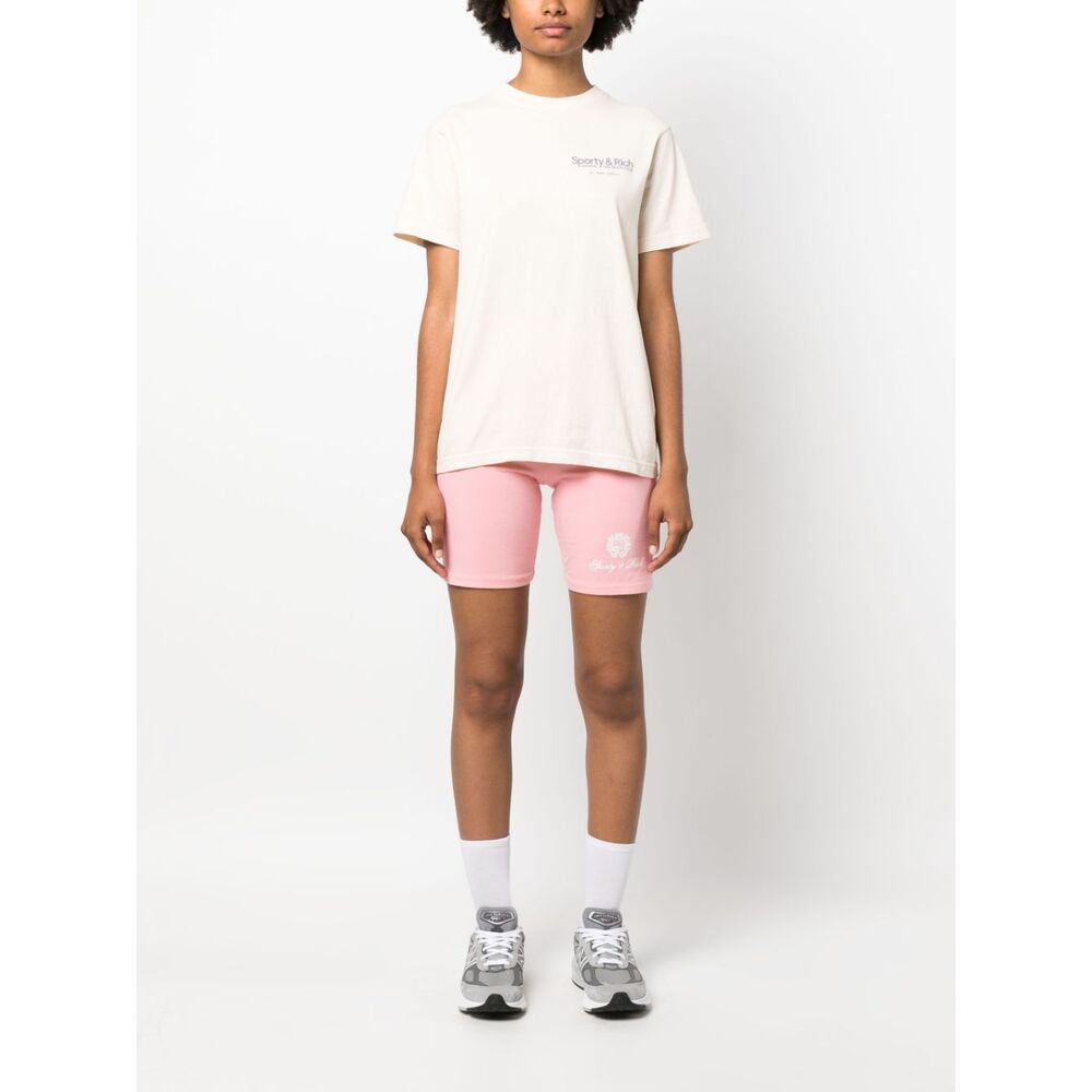 Shop Sporty And Rich Logo Riding Shorts In Pink