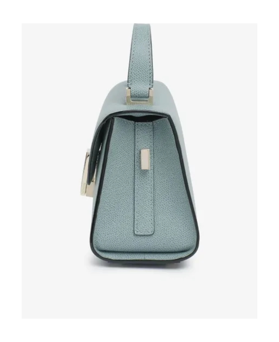 Valextra Small Leather Tote Bag In Gray