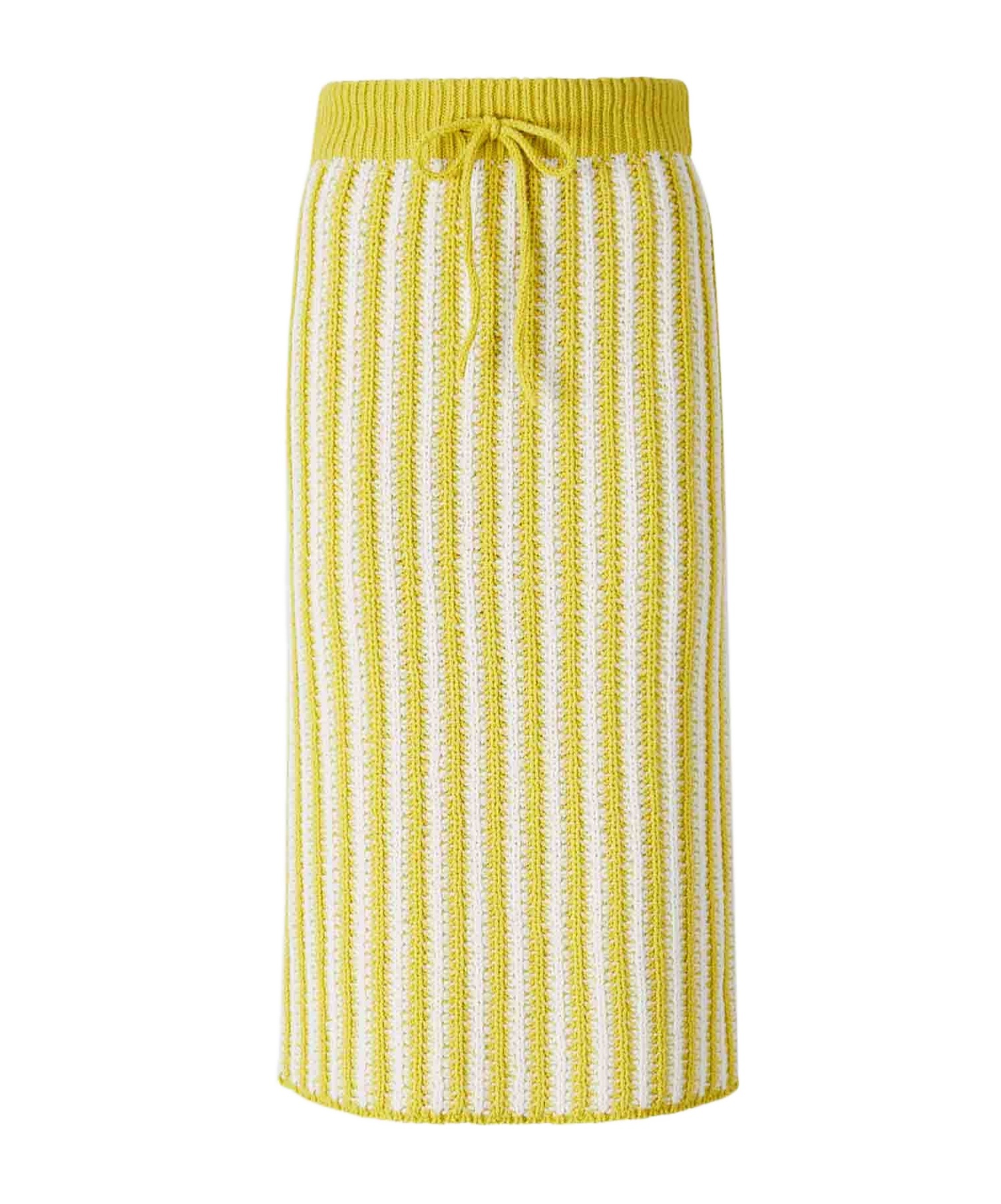 Shop Fabiana Filippi Striped Knitted Drawstring Midi Skirt In Yellow