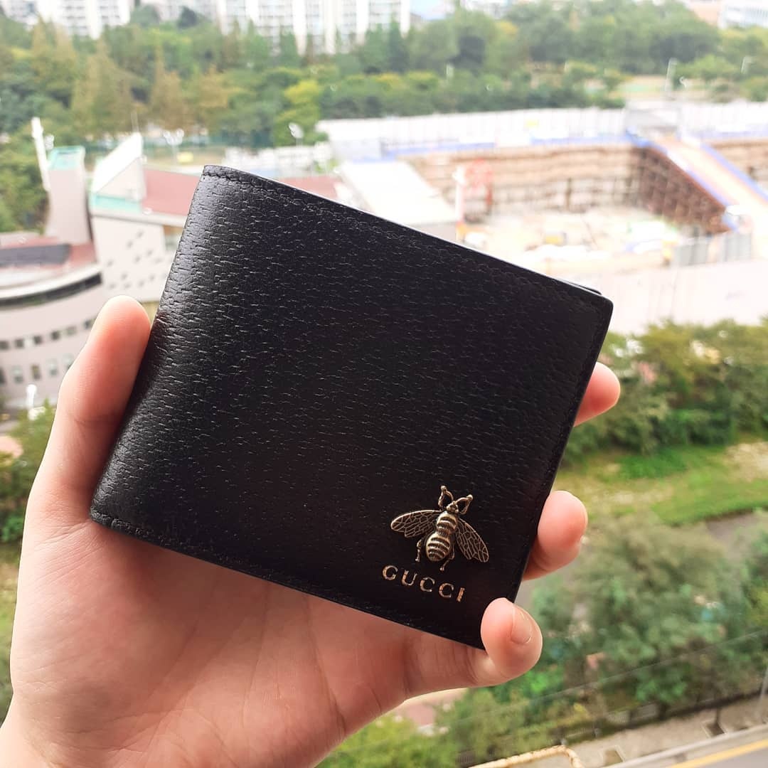 Gucci Animalier Leather Coin Wallet In Black