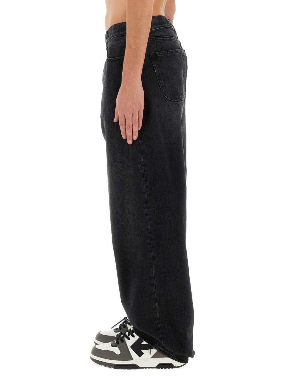 Off-white Wide Five-pocket Jeans With Spacious In Black