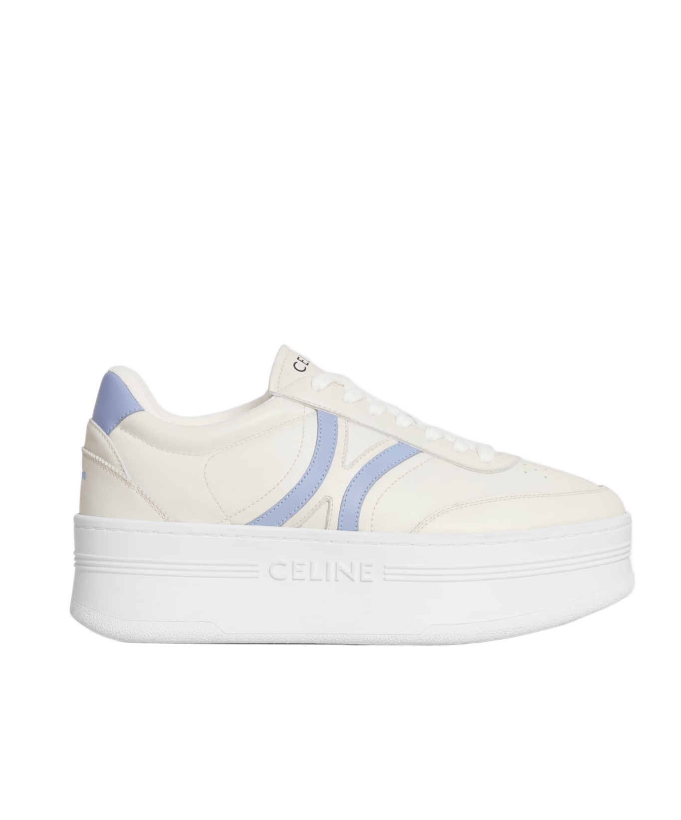 Celine - Block Sneakers With Back Triomphe And Wedge Outsole In Calfskin In White