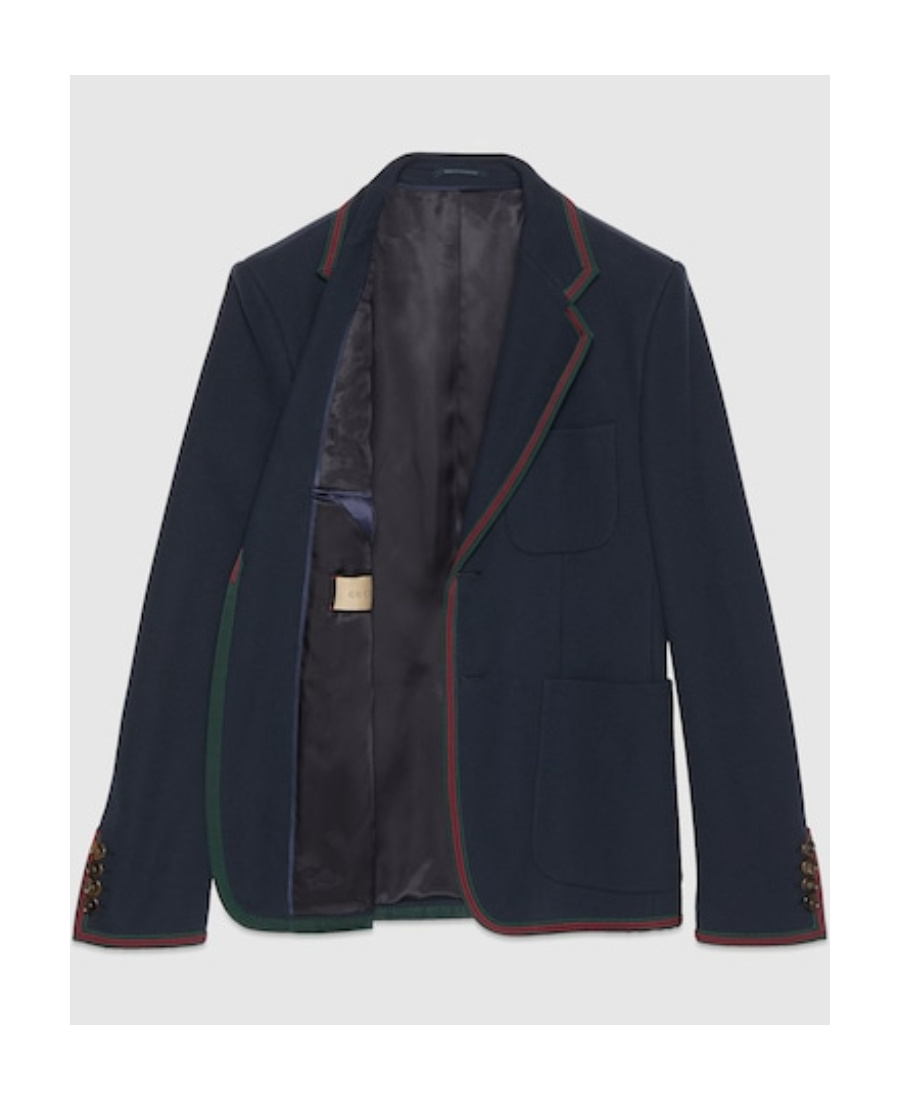 GUCCI WEB-STRIPE COTTON BLAZER 