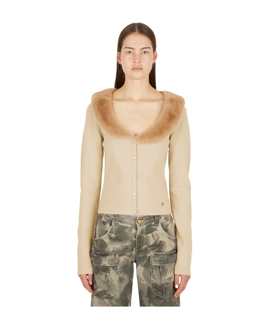 Blumarine Cardigan In Misto Lana Panna In Nude