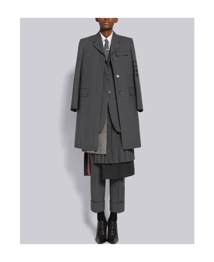 THOM BROWNE 4-BAR STRIPE CROPPED WOOL TROUSERS