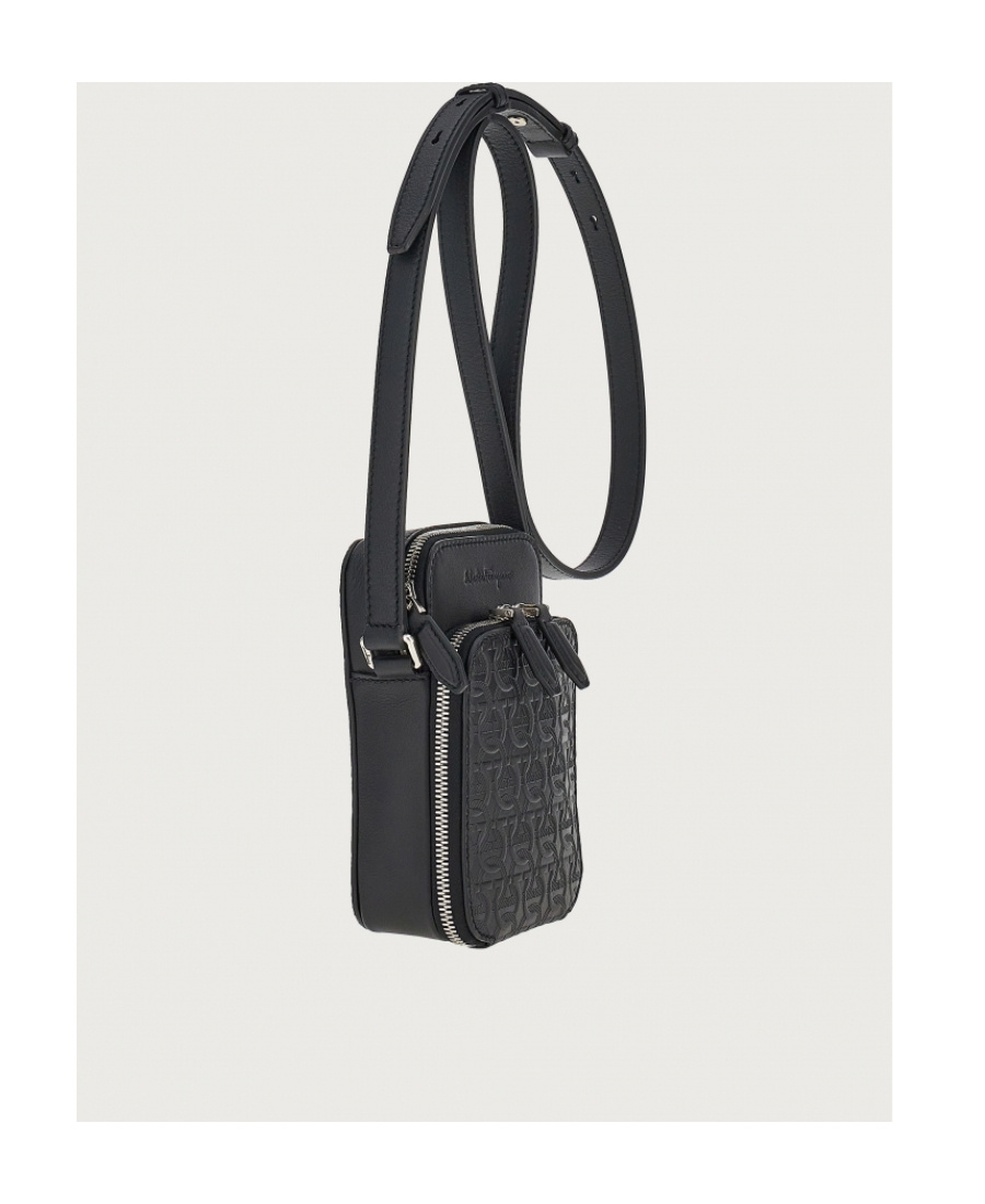 Ferragamo Embossed Satchel In Black