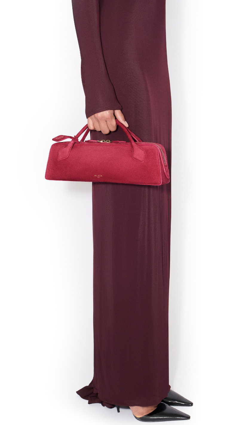 Alaïa Teckel Clutch Suede Handbag In Purple