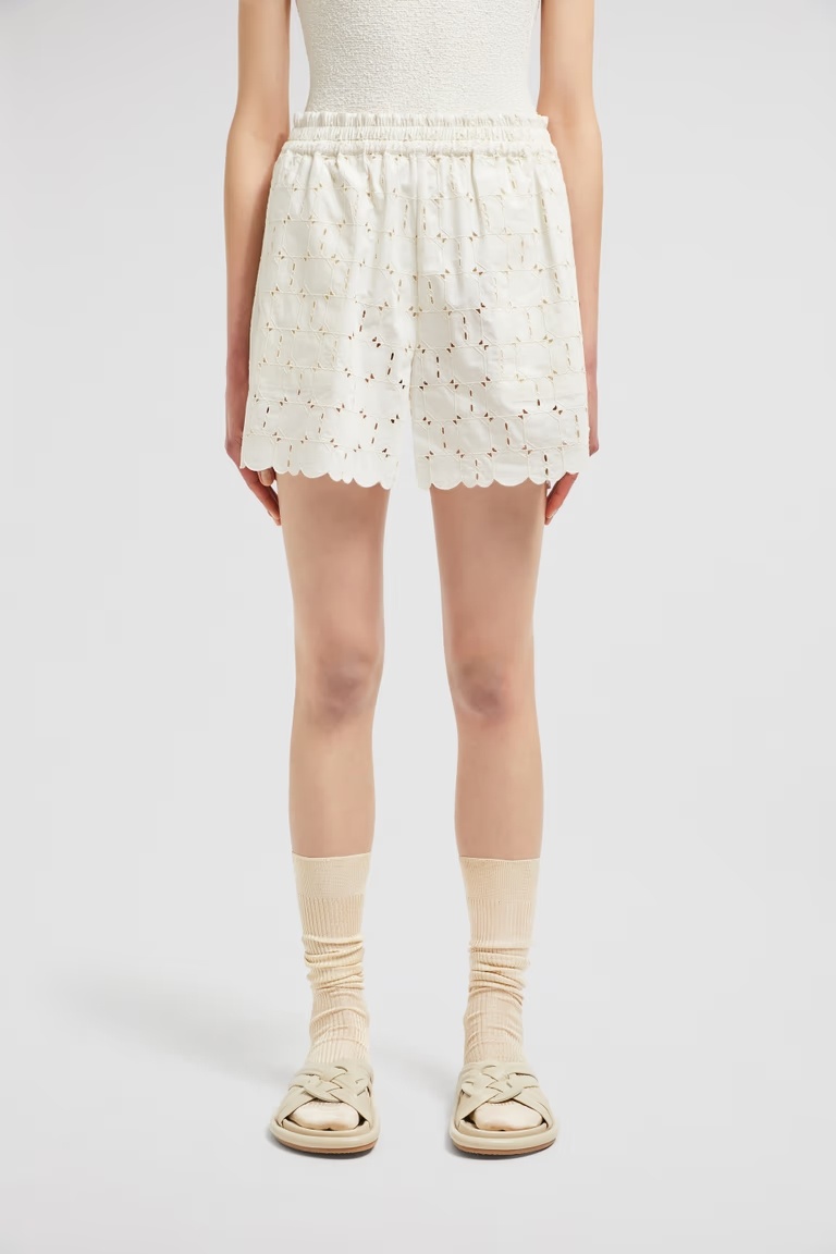 Moncler Broderie Anglaise Shorts In White
